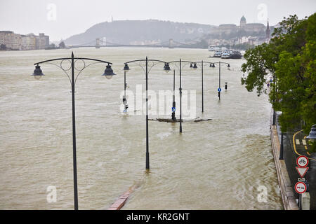 Blick auf die Straße überschwemmt Stockfoto