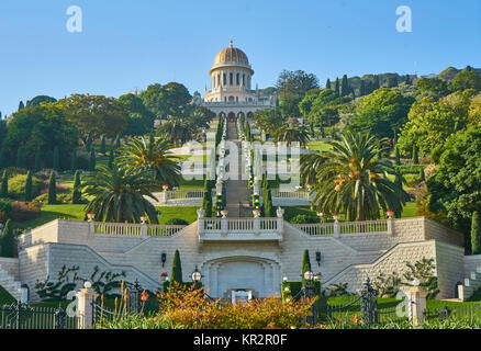 Bahai Gärten und Tempel an den Hängen des Berges Karmel in Haifa, Israel Stockfoto