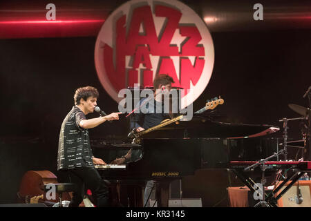 Jamie Cullum auf der "Jazz a Juan 'Festival in La Pinède Gould in Juan-les-Pins auf 2017/07/22 Stockfoto