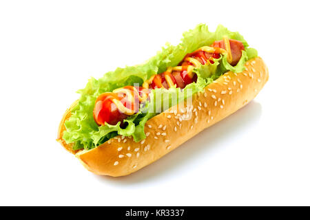 Hausgemachte hot dog auf Weiß Stockfoto