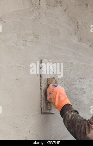 Builder Arbeiter putz Beton Stockfoto