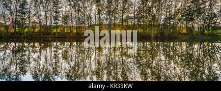 schöne Reflexion der Bäume im Fluss tauber Stockfoto