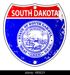 South Dakota-Flaggen-Icons als Interstate Zeichen Stockfoto