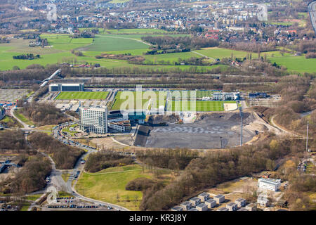 Ehemalige Park Stadion neben der Arena Auf Schalke, Veltinsarena, Schalke 04, Schulungen von S04, Gelsenkirchen, Ruhrgebiet, Nordrhein-Westph Stockfoto