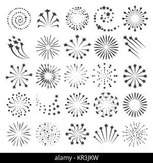 Neue Jahr Feuerwerk Symbole. Feuerwerk Symbol für fröhliche Weihnachten feiern Party und Geburtstag oder Jubiläum Veranstaltungen Sammlung, Vektor, Abbildung Stock Vektor