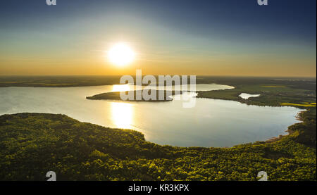 Plauer See in der Abendsonne in Malchow, Malchow, Mecklenburgische Seenplatte, Mecklenburger Seenplatte, Mecklenburg-Vorpommern, Deutschland, Malc Stockfoto