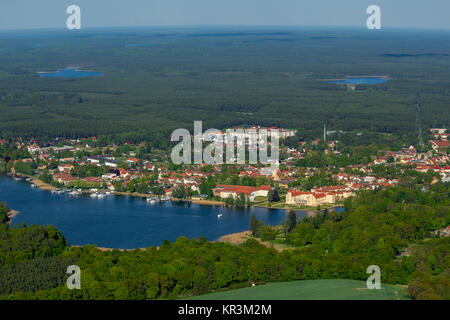 Rheinsberg mit Schloss und Rheinsbeck Glienericker See, Rheinsberg, Mecklenburgische Seenplatte, Mecklenburger Seenplatte, Brandenburg, Deutschland, Rhein Stockfoto