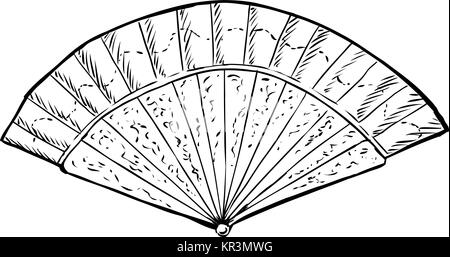 Umrissen 18. Jahrhundert Handfächer Stockfoto