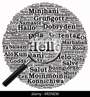 Hallo word cloud Konzept Stockfoto