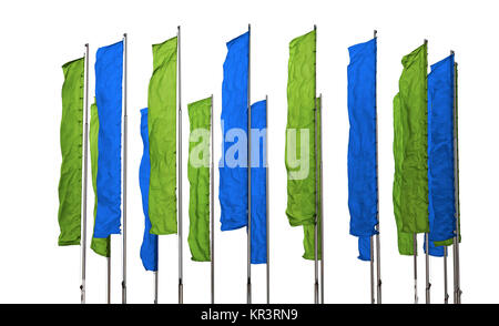 Grüne und blaue Fahnen Stockfoto