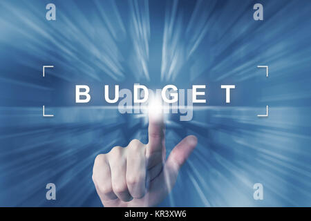 Hand sie auf Budget-Taste Stockfoto