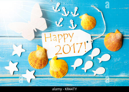 Sommer Grusskarten mit Text happy 2017 Stockfoto