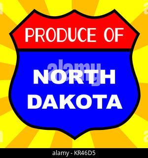 Produzieren von North Dakota Schild Stockfoto