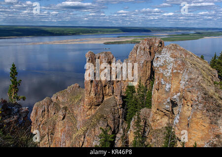 Die Aussicht von oben von Lena Säulen Nationalpark Stockfoto