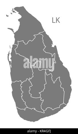 Sri Lanka Provinzen Karte grau Stockfoto