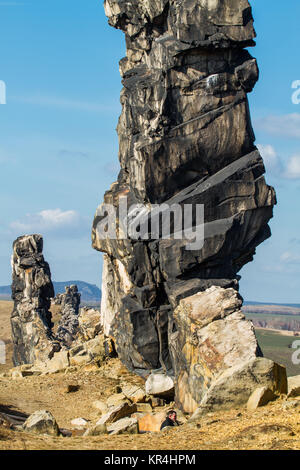 Harz Teufelsmauer bei Weddersleben Thale Stockfoto