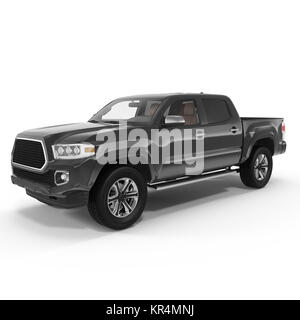 Pick up Truck Schwarz auf Weiß. 3D-Darstellung Stockfoto