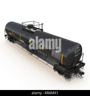 Eisenbahnkesselwagen auf Weiß. 3D-Darstellung Stockfoto