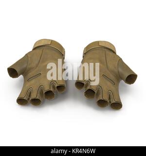 Taktische militärische Kurze finger Handschuhe, Detail der Teil der US-Soldat uniform. Auf weiß isoliert. 3D-Darstellung Stockfoto