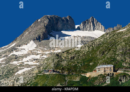 Der letzte Sohn strahlt auf dem Furkapass Stockfoto