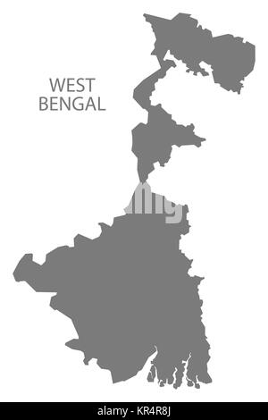 Westbengalen Indien Karte grau Stockfoto