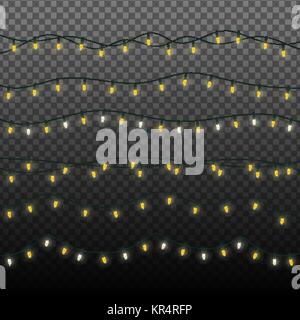 Weihnachten festliche Lichter auf transparentem Hintergrund isoliert Stock Vektor