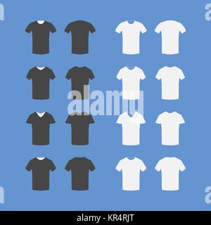 Satz von t-shirt Symbole. Schwarzes und weißes Hemd Silhouetten zeichen Sammlung Stock Vektor