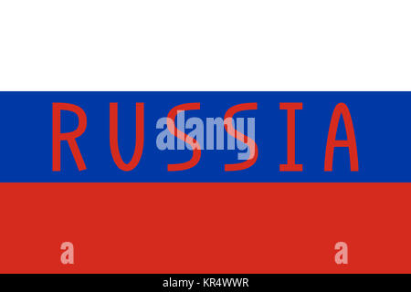 Russische Fahne und Wort Russland Stockfoto