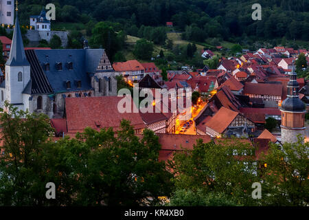 Stolberg Harz Schloss Nachtaufnahmen Stockfoto