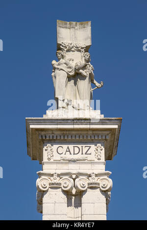 Detail der Denkmal für die Verfassung von 1812 in Spanien Square in Cadiz, Spanien Stockfoto