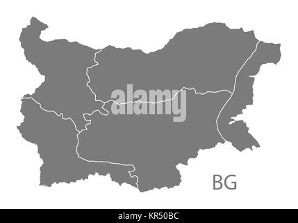 Bulgarien Provinzen Karte grau Stockfoto