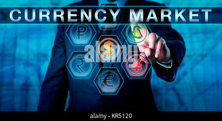 Manager Drücken WÄHRUNG MARKT Stockfoto