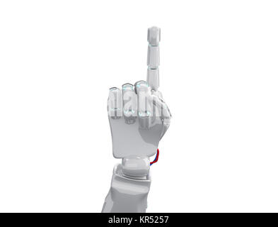 Weiß Roboterhand zeigt Zeigefinger. 3D-Rendering Stockfoto