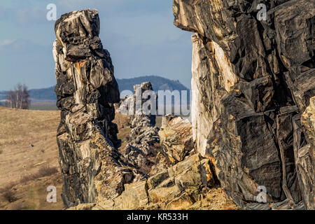 Harz Teufelsmauer bei Weddersleben Thale Stockfoto