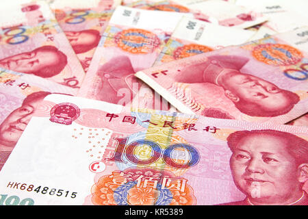 Chinesische Yuan Geld 100 Banknoten Stockfoto