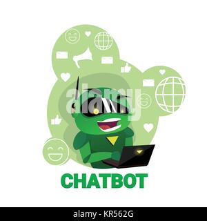 Chatbot Symbol Chat-robot mit Laptop digitalen Robot Unterstützung moderner Technik Konzept Stock Vektor