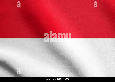 Flagge Indonesien winken mit Stoff Textur Stockfoto