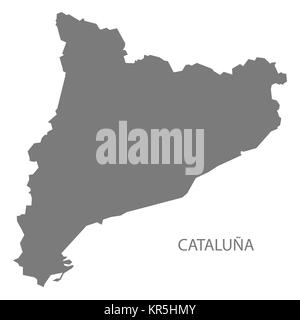 Cataluna Spanien Karte grau Stockfoto