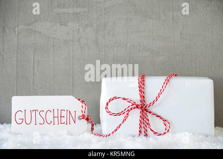 Ein Gift urban Zement Hintergrund, Text Coupons Gutschein Stockfoto