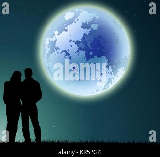Mann und Frau Silhouette auf Nacht Hintergrund Stockfoto