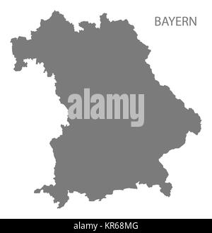 Bayern-Deutschland-Karte grau Stockfoto