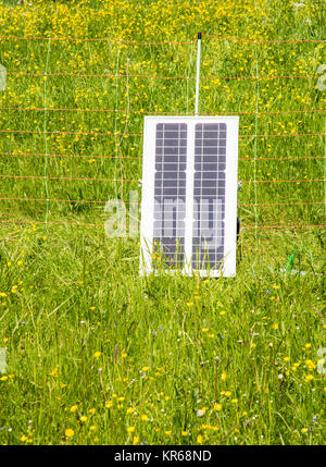 Elektrische Pastue Zaun aufgeladen mit Photovoltaik Stockfoto