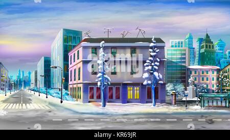 Stadt nach Winter Schnee Stockfoto