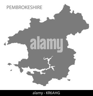 Pembrokeshire Wales Karte grau Stockfoto