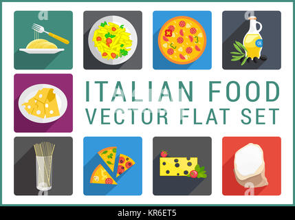 Italienisches Essen flach Vektor-icons Stockfoto