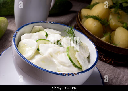 Mizeria ist ein polnischer Gurkensalat Stockfoto