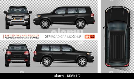 Offroad Truck vektor Mock-up für Werbung, Corporate Identity. Isolierte SUV Auto Vorlage. Fahrzeug Branding mockup. Blick von fünf Seiten. Stock Vektor
