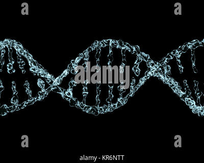Wissenschaft Hintergrund mit DNA-Moleküle von Wasser auf Schwarz. 3D-Rendering Stockfoto