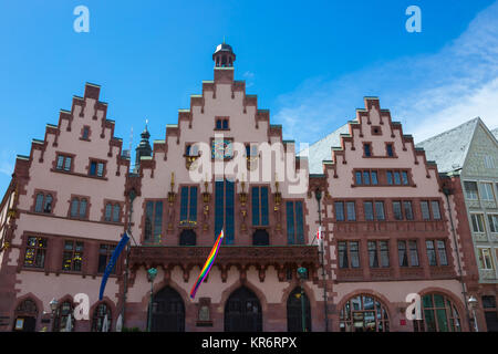 Frankfurt, Deutschland - 15. Juni 2016: Blick auf Roemerberg Square Stockfoto