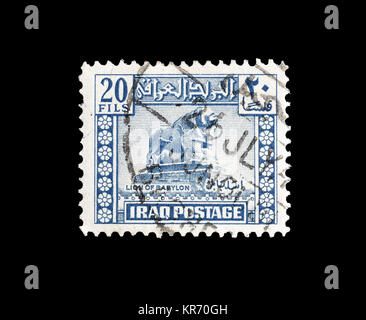 Storniert Briefmarke durch den Irak gedruckt, der Löwe von Babylon, circa 1942. Stockfoto